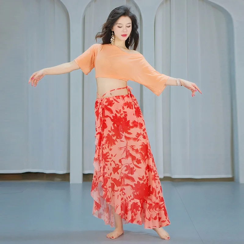

Customized Belly Dance Costume Sexy High-end Simple Dance Group Uniform Eastern Dance Practice Suit Set Skirt