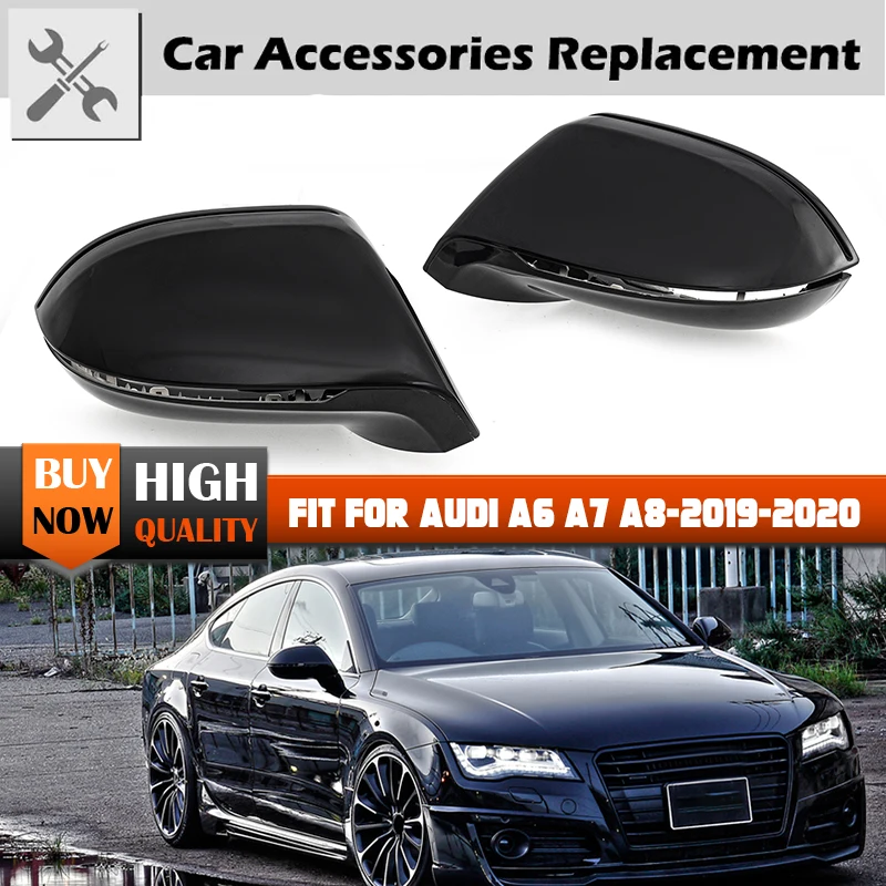 Pair Replacement Side Rearview Mirror Covers Caps For Audi A7 S7 RS7 2010 2011 2012 2013 2014-2017 With /Without Side Assist