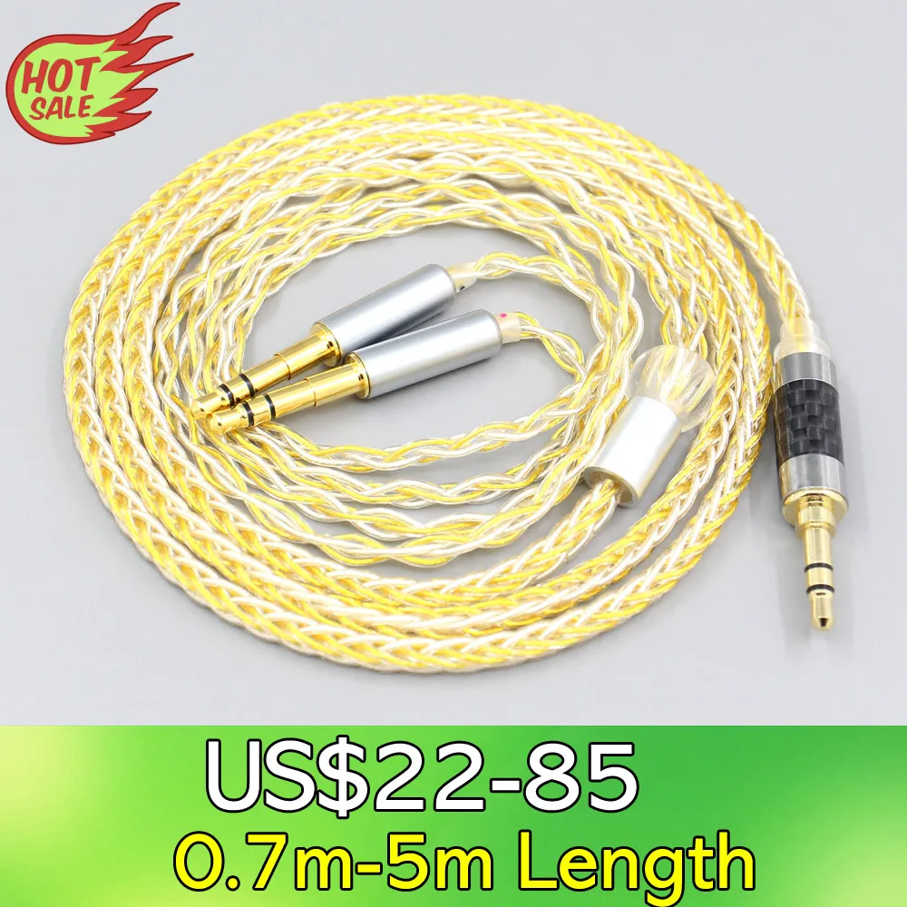 

LN007325 8 Core Silver Gold Plated Earphone Cable For TAGO T3-01 T3-02 studio Klipsch HP-3 Heritage 3.5mm Pin headphone