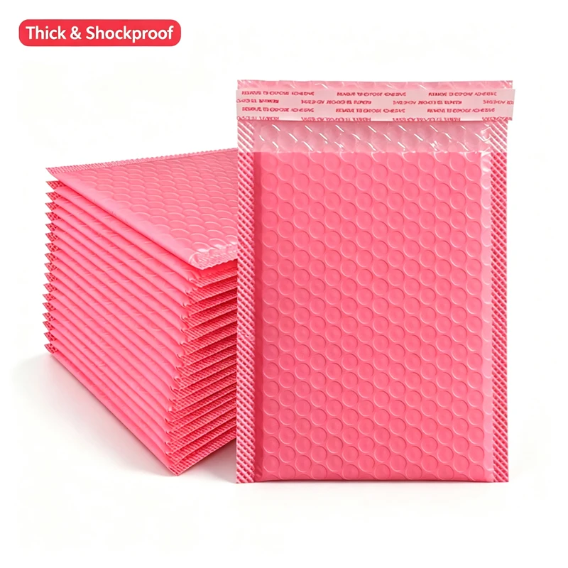 20Pcs Pink Bubble Envelopes Bag Waterproof Foam Bubble Mailers Express Shipping Envelope Bags Self Seal Packaging Organizer