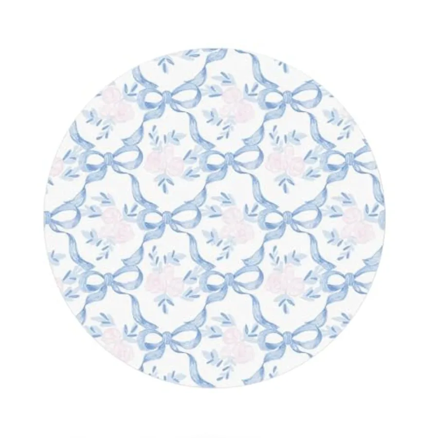 Light Blue Floral Mouse Pad for Desk, Girly Aesthetic Preppy Blue Mousepad for Dorm Computer Laptop Gaming, Desk Supplies for W
