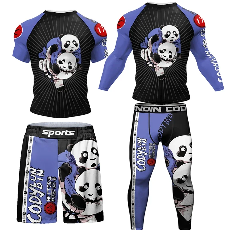 

Men Jiu Jitsu Boxing Sets MMA Compression T-shirts Pants Shorts Jerseys 3D Print Rashguard Kickboxing Tight Muay Thai Fightwear