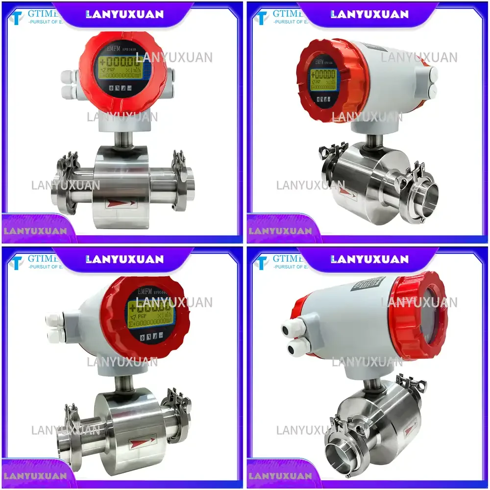 

Electromagnetic Flow Meter for Water Milk Liquid Measurement with Clamp Connection PTFE Lining 220VAC 24VDC Industrial