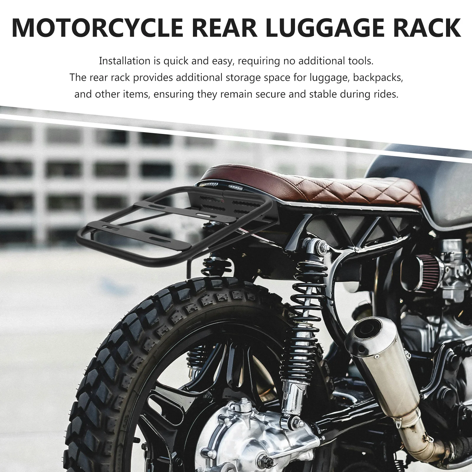 

Motorcycle Rear Luggage Rack Heavy Duty Iron Universal Fit for Motorcycles Electric Scooters Extra Storage Space Secure Ride