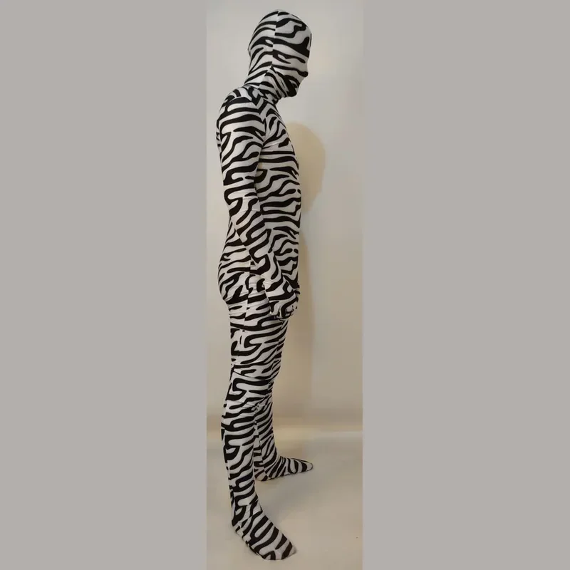 EE01 Female Adults Kids  Animal Zebra Pattern Cosplay Costume Woman Girls Black White Striped Zentai Bodysuit Halloween Men Io0！