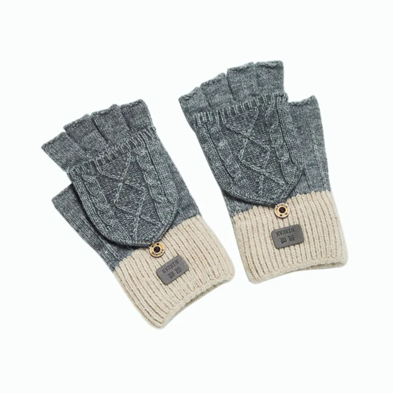 Winter Warme Handschuhe Strick Flip Fingerlose Thermische Handschuhe Student Bequeme Halb Finger Handschuhe Gestrickte Handschuhe Schnee Fäustlinge