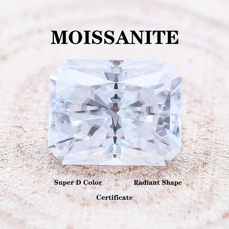 

Moissanite Stone Super White D Color VVS1 Radiant Cut Diy Advanced Charms Jewelry Making Materials with Certificate