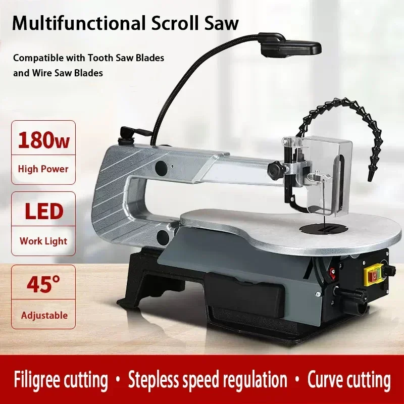 Electric Desktop Woodworking Band Saw Machine Small Multifunction Curve Cutting Tool With 10 Linear Saw Strip 1600RPM 133 MM