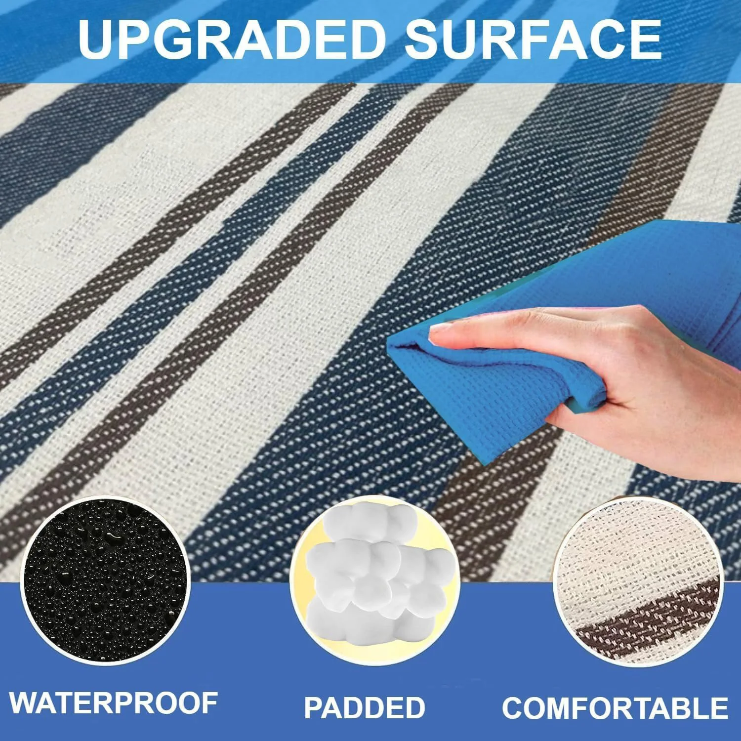 ZHUOHUA Picknickdecke Extra Groß, Wasserdichte und Faltbare Strandmatte, Outdoor für 8 Erwachsene, Camping, Park, Strand, Rasen, Innenbereich – Detail 19