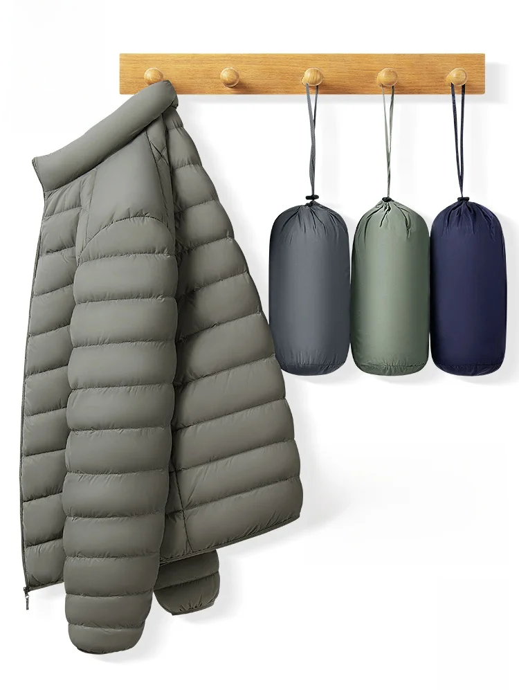 

Легкая мужская зимняя куртка с воротником-стойкой, утепленная пухом, дышащая, ветрозащитная, на молнии