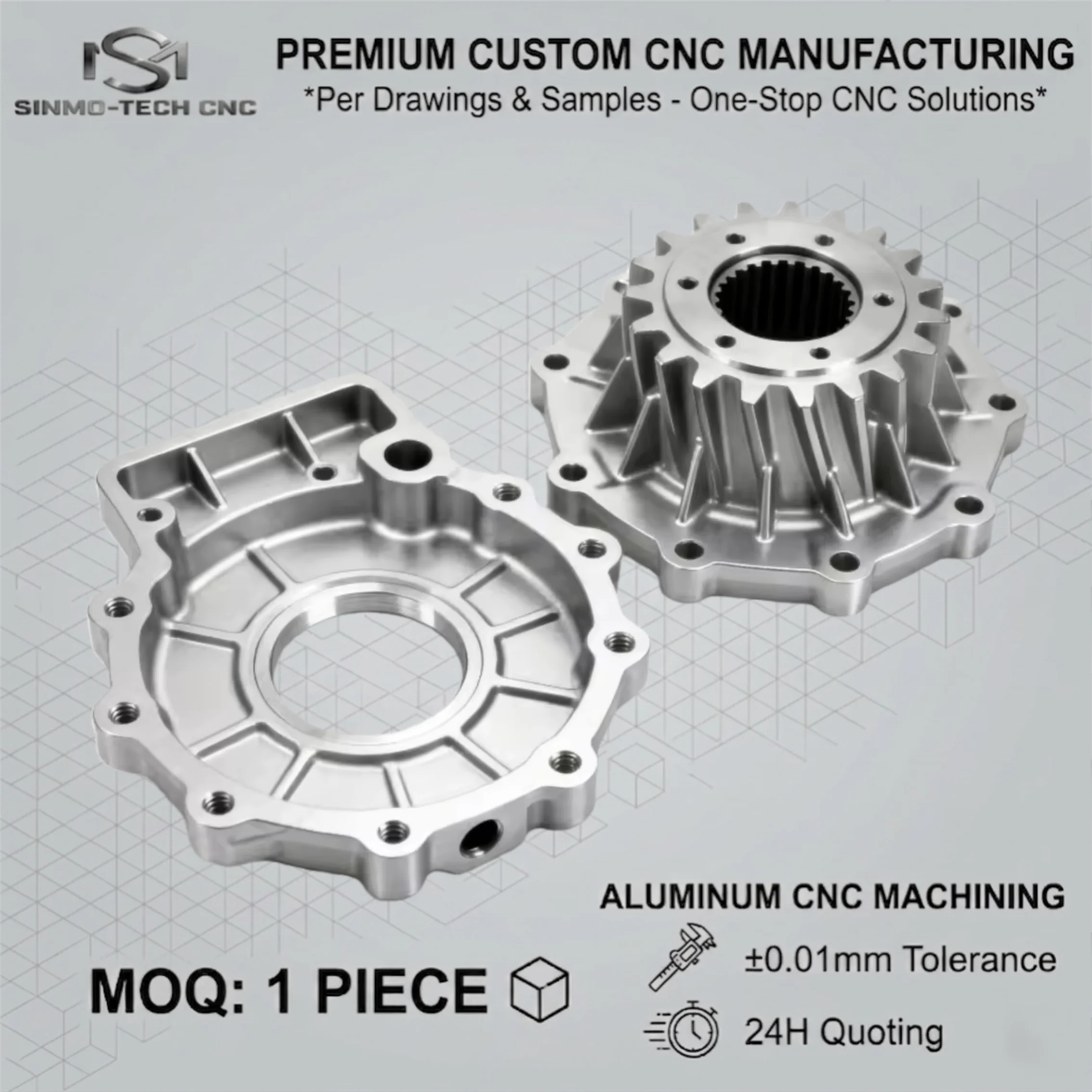 Precision 5-Axis CNC Milling Service, Custom Aluminum 3D Curved Surface Machining, Complex Prototype Parts, From 1pc
