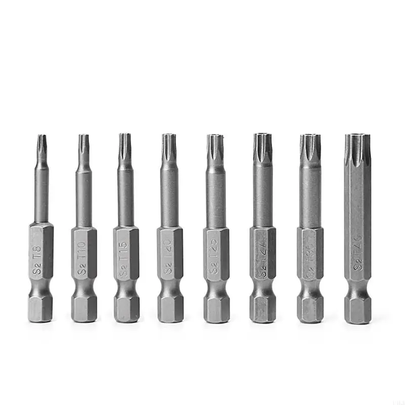 U4LA 8 PCS/세트 1/4 인치 50mm T8-T40 자기 Torx 전기 스크루 드라이버 비트 키트