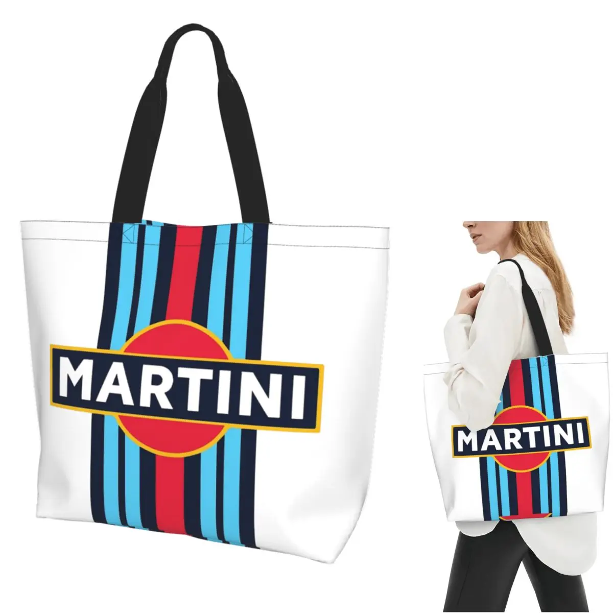 

Martini Racing Shopping Tote Bag Холщовые сумки на плечо большой вместимости Сумка-шоппер для продуктов для женщин