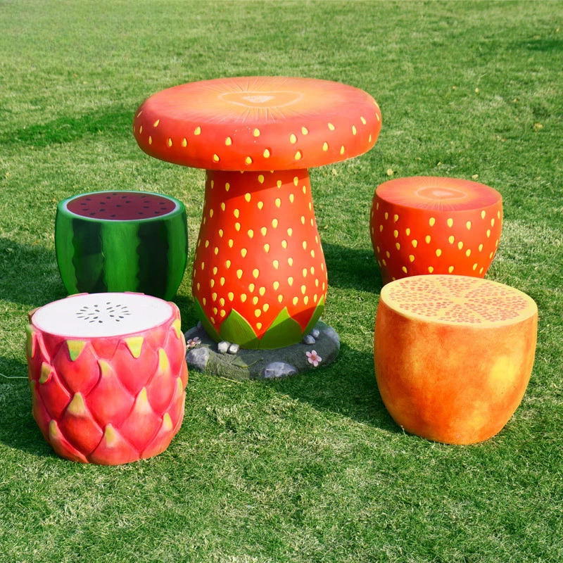 Decorative ornaments simulation fruit sculpture outdoor tables, chairs and stools courtyard garden layout garden landscape