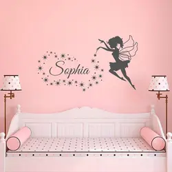 Personalized Girl Name Decal Fairy Star Vinyl Wall Sticker Art Home Decor Kids Room Nursery Decoration Angel Mural Cartoon 3N33
