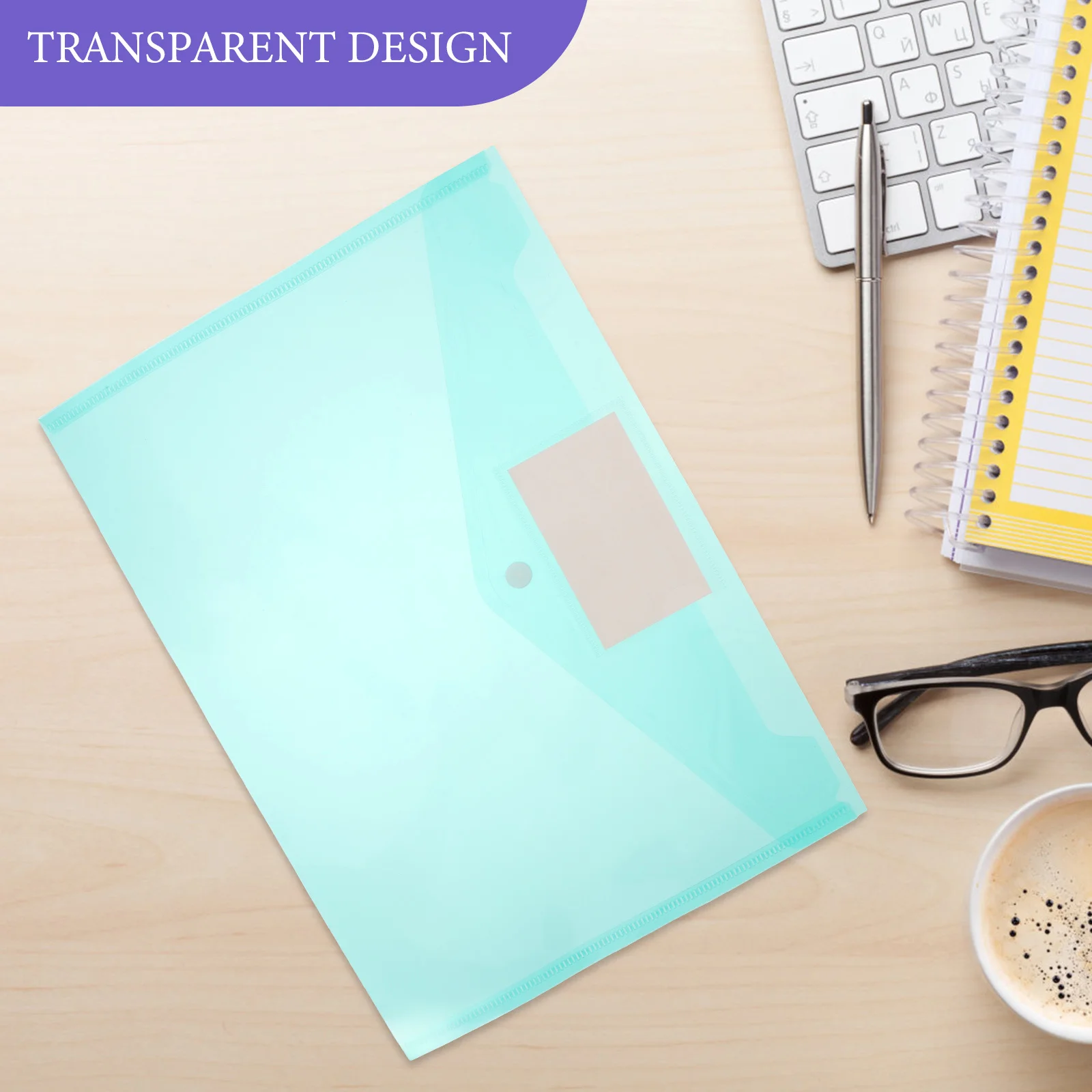 

6pcs Plastic File Envelopes Thick Pp Material Transparent Document Bags Snap Button Closure For Office School Storage File