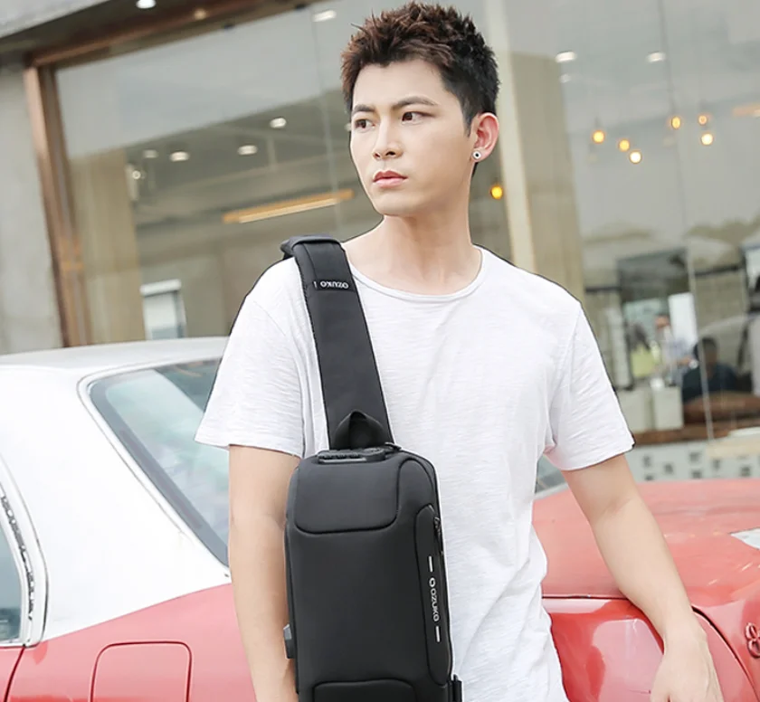 OZUKO Flex Bag Crossbody Bag for Men Anti-theft Shoulder Messenger Bags Male Waterproof Short Trip Chest Bag Pack