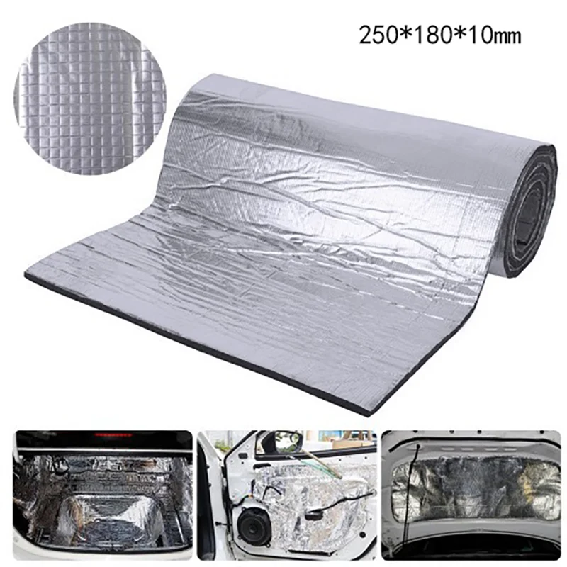 10pcsRv Heat Insulation And Sound Insulation Pad 10mm Thick Aluminum Foil CarInsulation Cotton Car Door Hood Sound Insulation