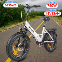 SAMEBIKE LOTDM200 Folding Electric Bike 750W Motor 48V13AH Lithium Battery Electric Bicycle 20*4.0 inch Fat Tire Mountain E-bike