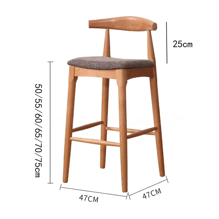 Minimalist Natural Dining Bar Chair Wood Back High Island Counter Stool Design Luxury Kitchen Taburete Alto Home Furniture