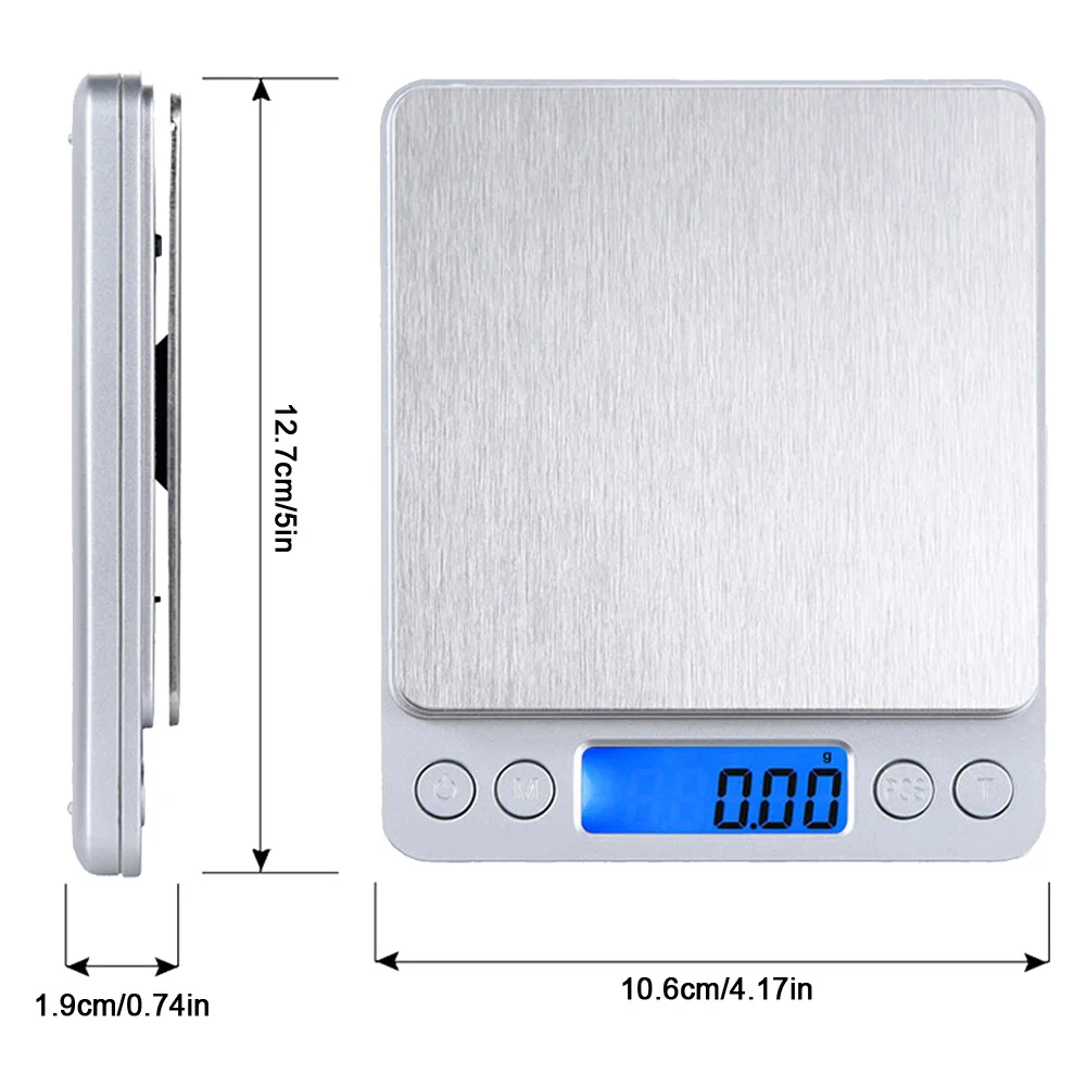 2kg/3kg/500g Multifunction Kitchen Scale 0.1/0.01g Digital Kitchen Scale Accurate Weighting High Accuracy Gram Scale LCD Display