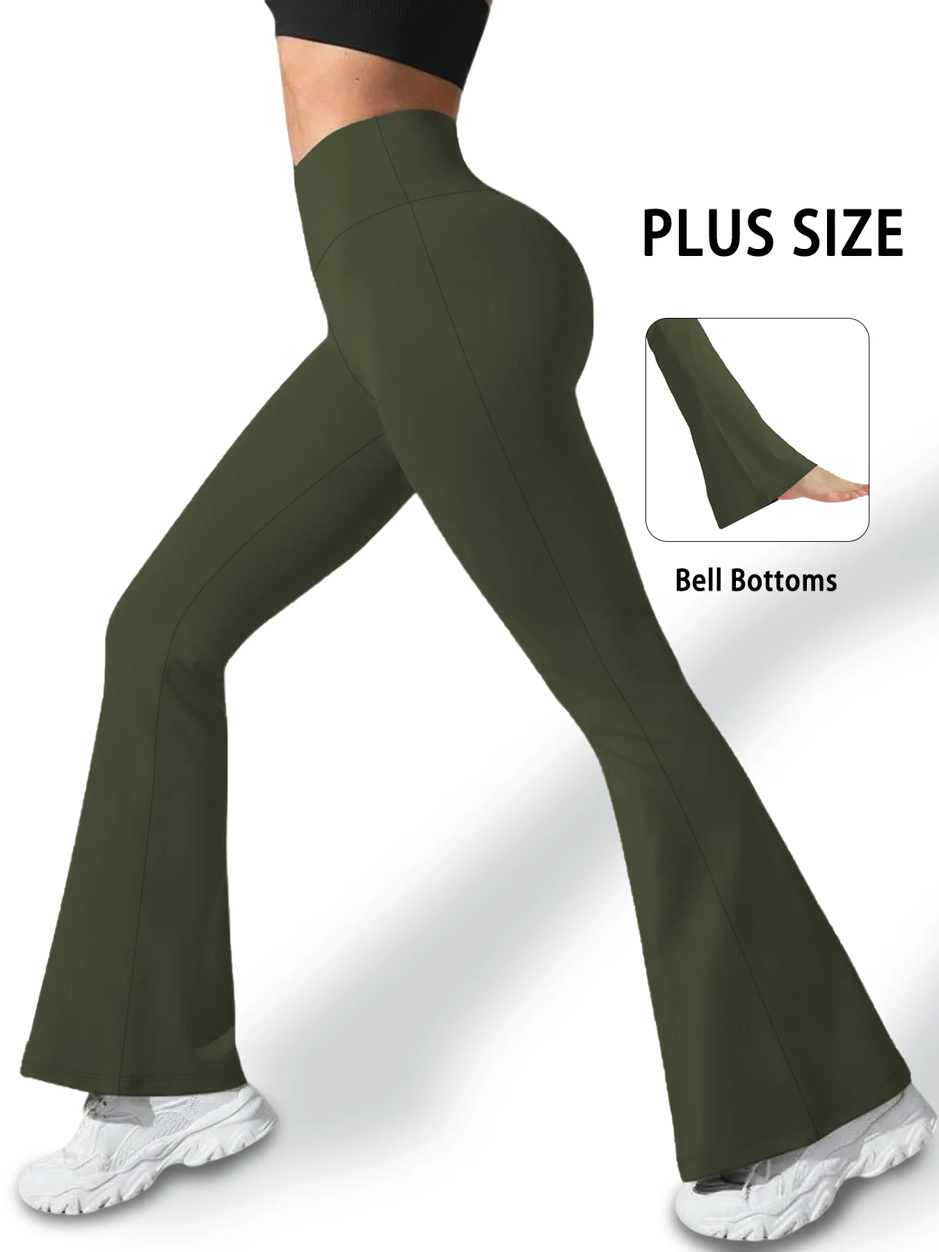 

Plus Size Women's Super Soft Flare Pants High Waisted Tummy Control Workout Yoga Push Up Gym Fitness Long Leggings Bell Bottoms