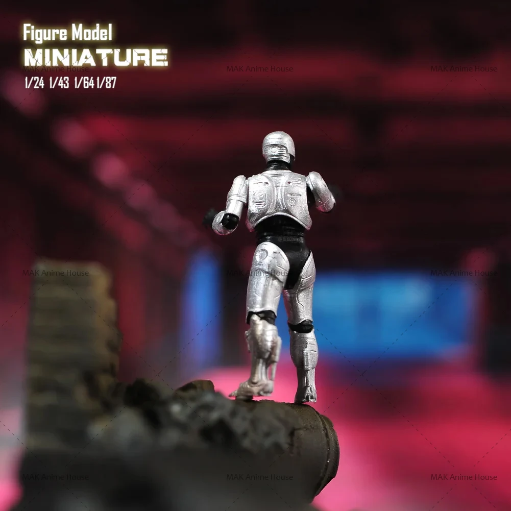 Gedruckte Miniatur Roboter mit einer Pistole Figur Modell kreative Szene Requisiten Dekoration Autos Spielzeug