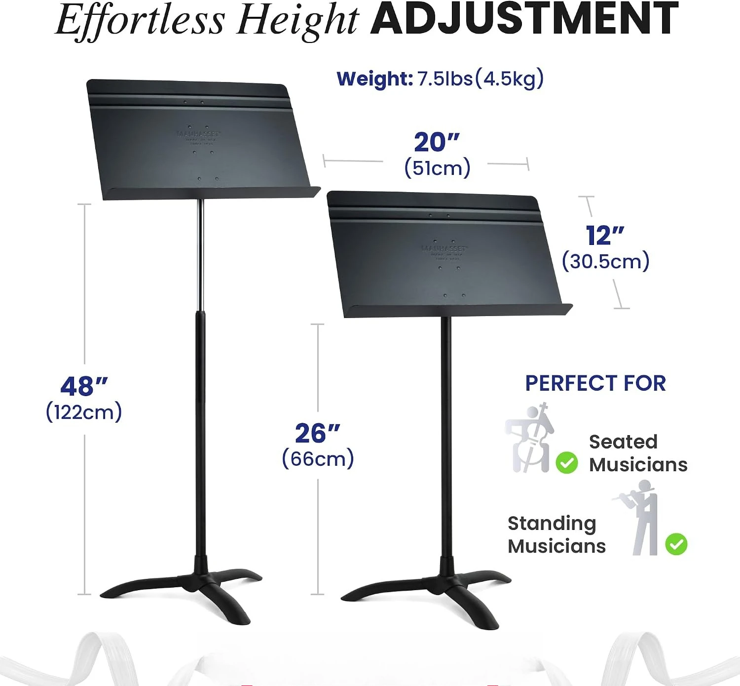 Sheet Music Stand Symphony Model Bulk Pack Of Six Heavy Duty Orchestral Music Stands Adjustable Height Rotating Metal Performance Rack Professional Conductor Music Stand Set, Black