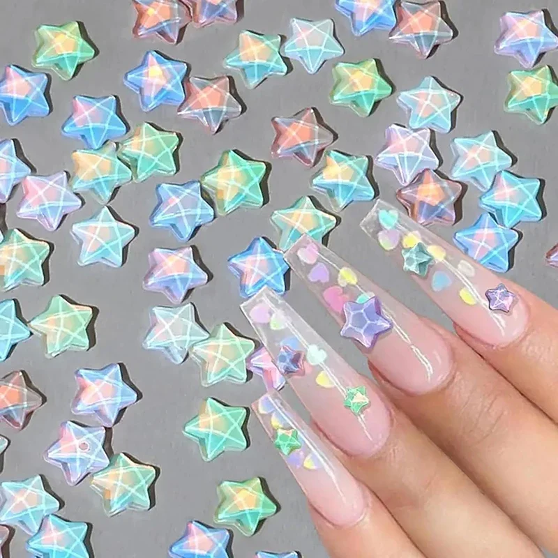 30Pcs Mixed Multi-Colors Glass Star DIY Crafts Accessories 6mm Flatback Mini Rhinestones For Nail Art  Accessories Manicure