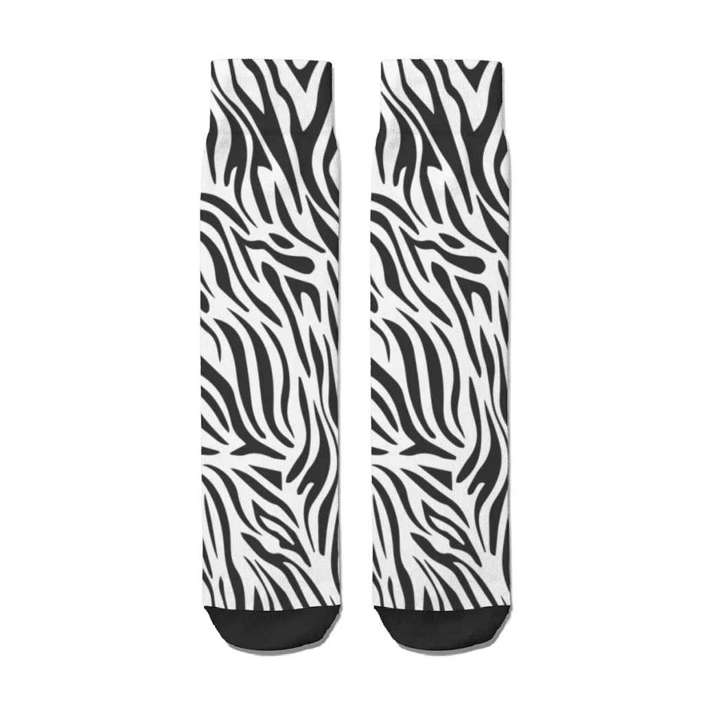 Zebra Black White Pattern Texture Painting Straight Socks Male Mens Women Spring Stockings Polyester Printed