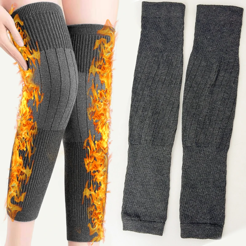 الشتاء زائد الصوف منصات الركبة Coldproof الدافئة الركبة الأكمام سميكة مرونة الساق الأكمام للجنسين الركبة حماية طويلة أنبوب جورب غطاء #1