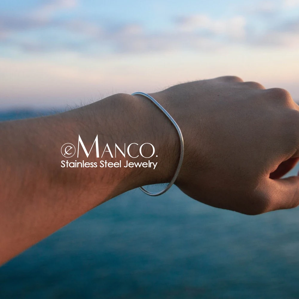 Image 4: E-Manco offre spéciale Bracelet chaîne serpent en acier inoxydable bijoux de mode pour hommes femmes Bracelet à maillons en acier inoxydable