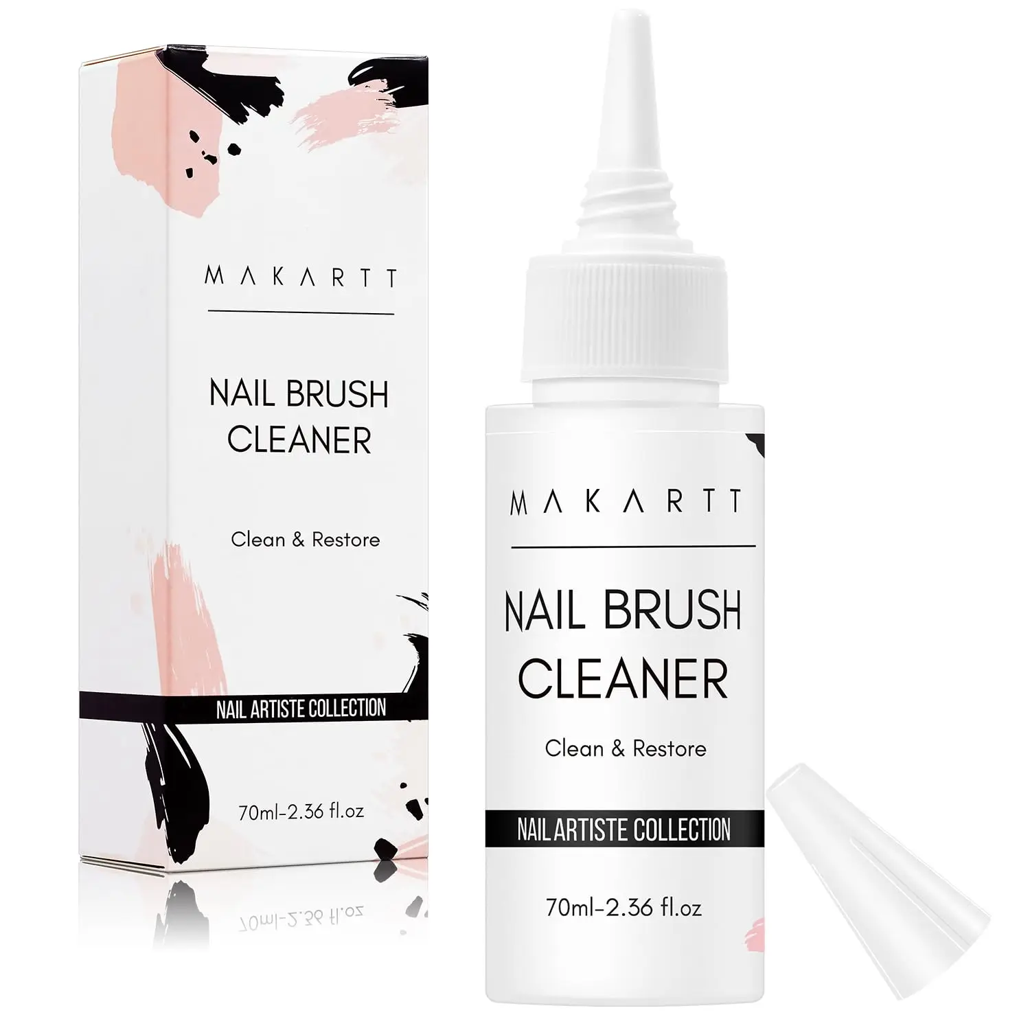 Makartt Nail Brushes Cleaner 70ml, Clean And Restorer Brush Bristles, 2-in-1 Brush Cleaner Liquid for Solid Gel Polish/Nail Art