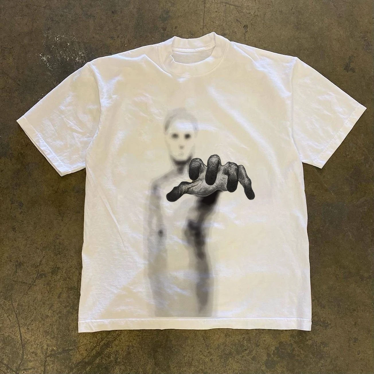 Unisex T‑Shirt Abstract Ghost Figure Graphic Print Crew Neck Short Sleeve Dark Casual Street Daily Top