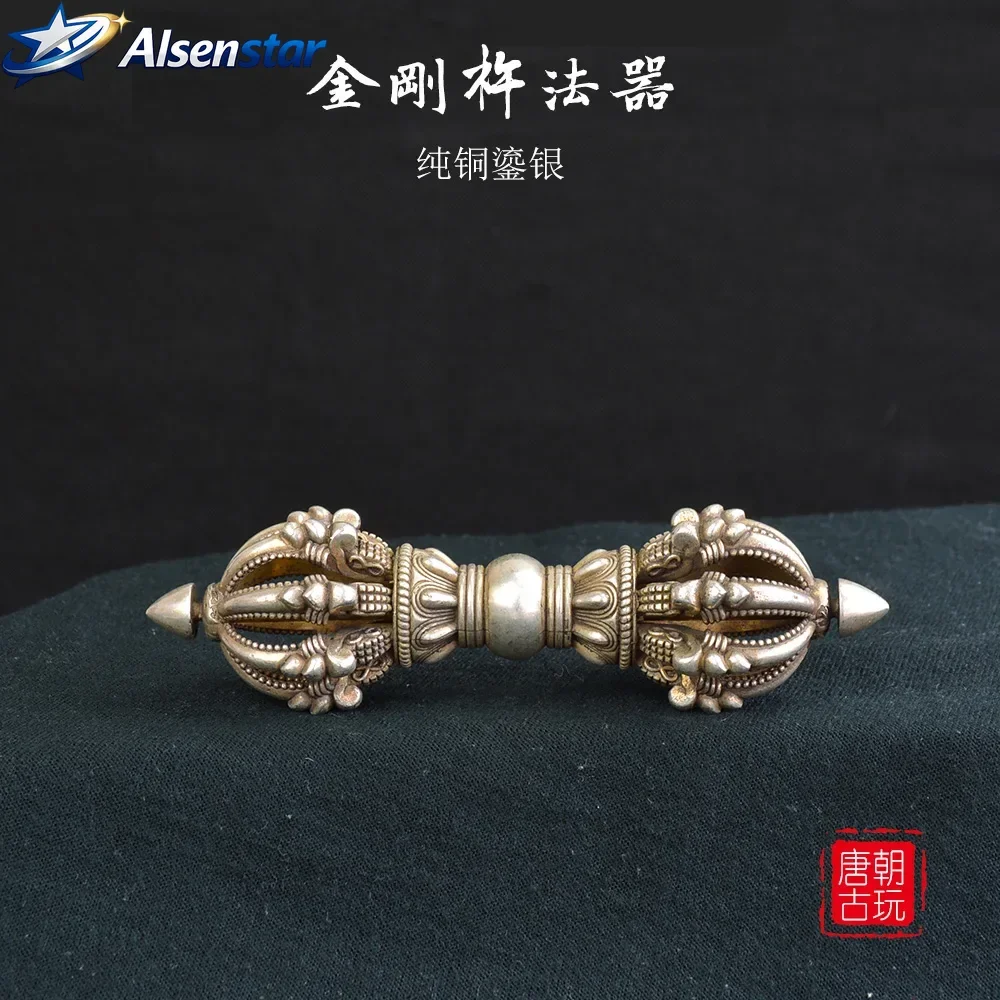 Antique bronze Buddha ware Jingang pestle with nine strands of pure copper and silver gilded Vajra pestle Collection Metal