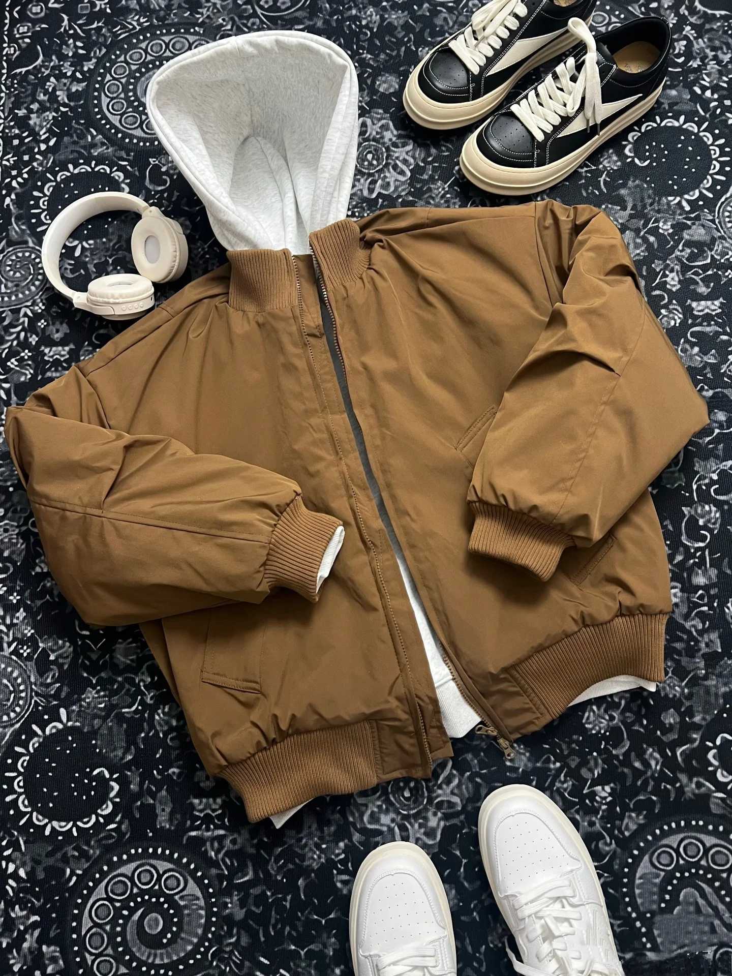 

Мужская куртка-бомбер из хлопка и утепленного полиэфирного волокна цвета хаки Cleanfit, теплая, для пар