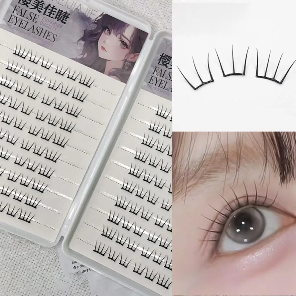Korean Style Glue-Free False Eyelashes, Thin Segmented Design for Beginners, Natural Cute Look with Large Capacity