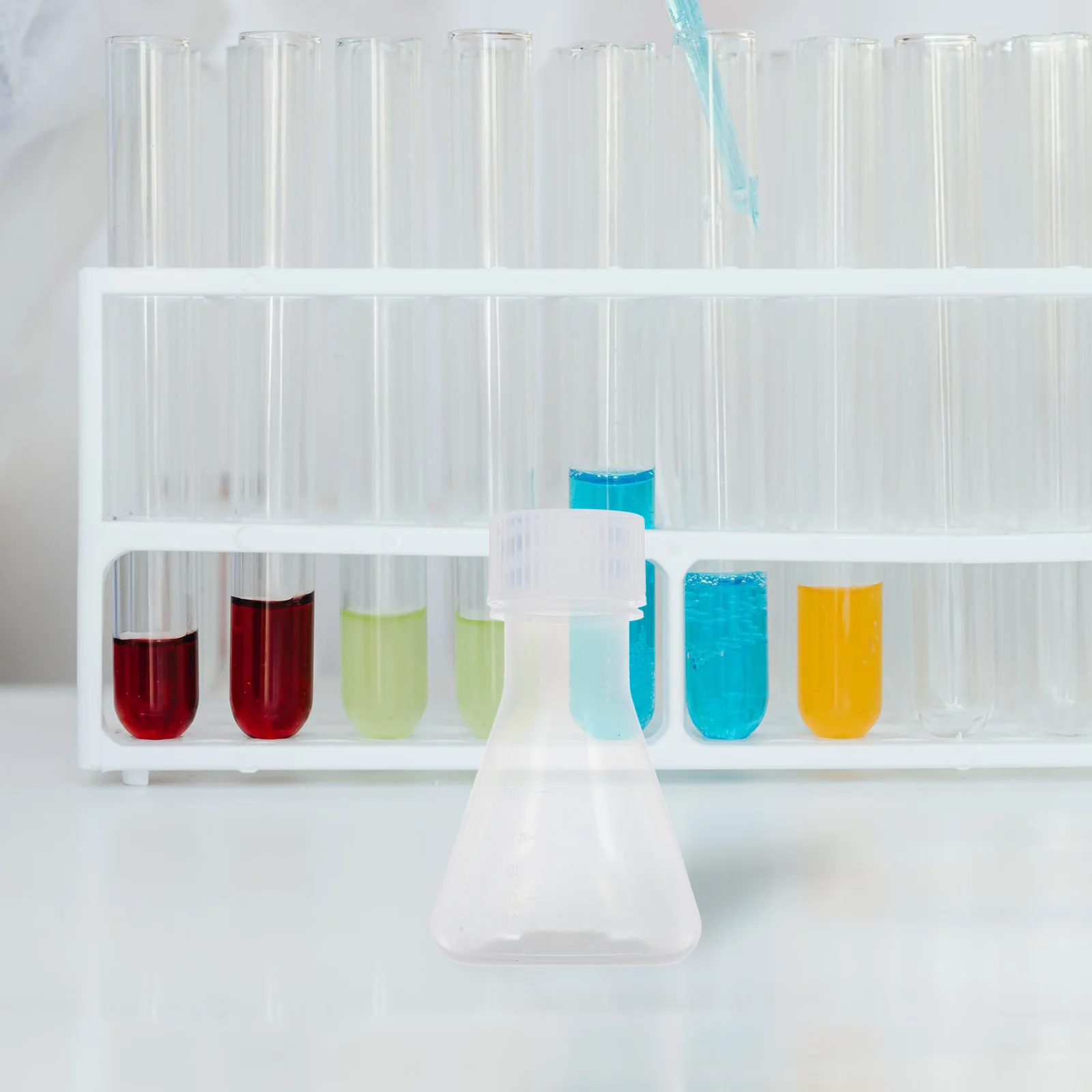 

5 Pcs Flask Experiment Container Erlenmeyer Clear Scale Plastic Conical with Lid Chemistry Lab Glassware Stopper