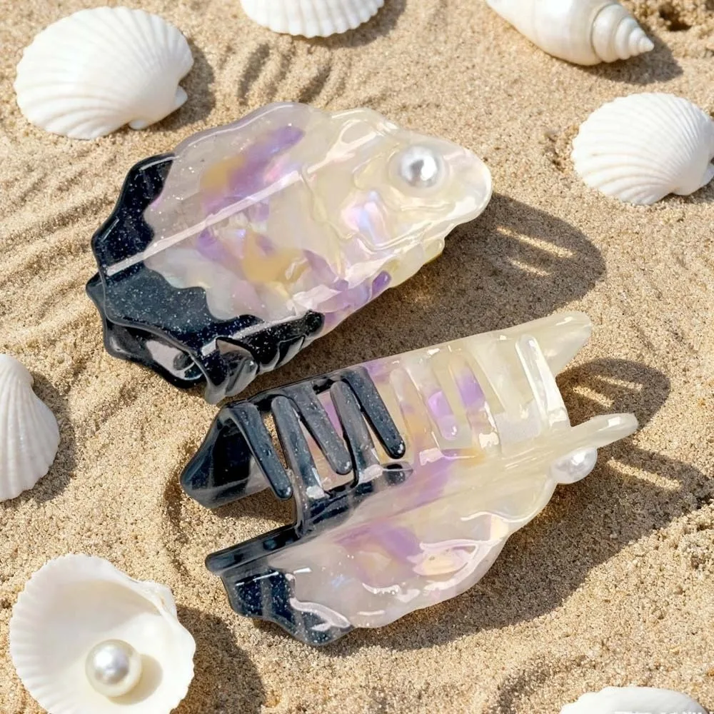 

Hair Accessories Sweet Acetic Acid Hair Claw Acrylic Bead Oyster Shark Clip Ocean Series Korean Style Squid Hair Claw Gifts
