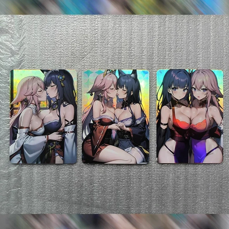 Anime Goddess Story Yae Miko Raiden Shogun Furina Barbara Ningguang Diy Collectible Card Christmas Birthday Gifts Children's Toy