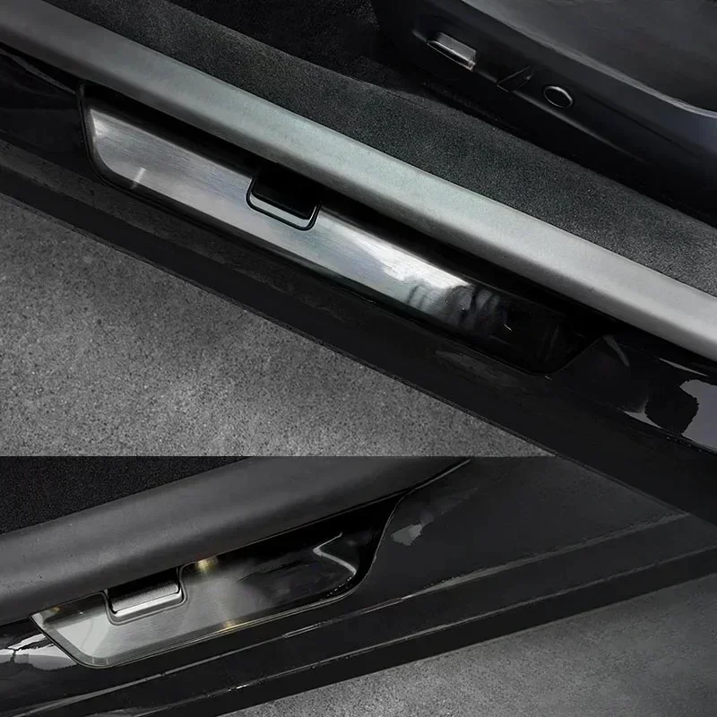 For Tesla Model 3 Highland 2024 Front Rear Threshold Strips Stainless Steel Door Sill Protection Strip Welcome Pedal Accessories