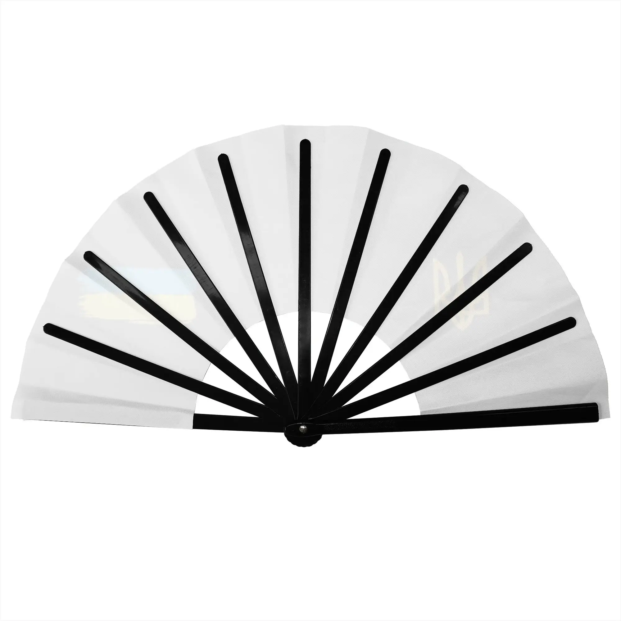 Flag Of Ukraine Stylish Hand Fan Unisex Ukrainian Heart Printed Polyester Fan Vintage Costume Prop Folding Fans For Sports Event