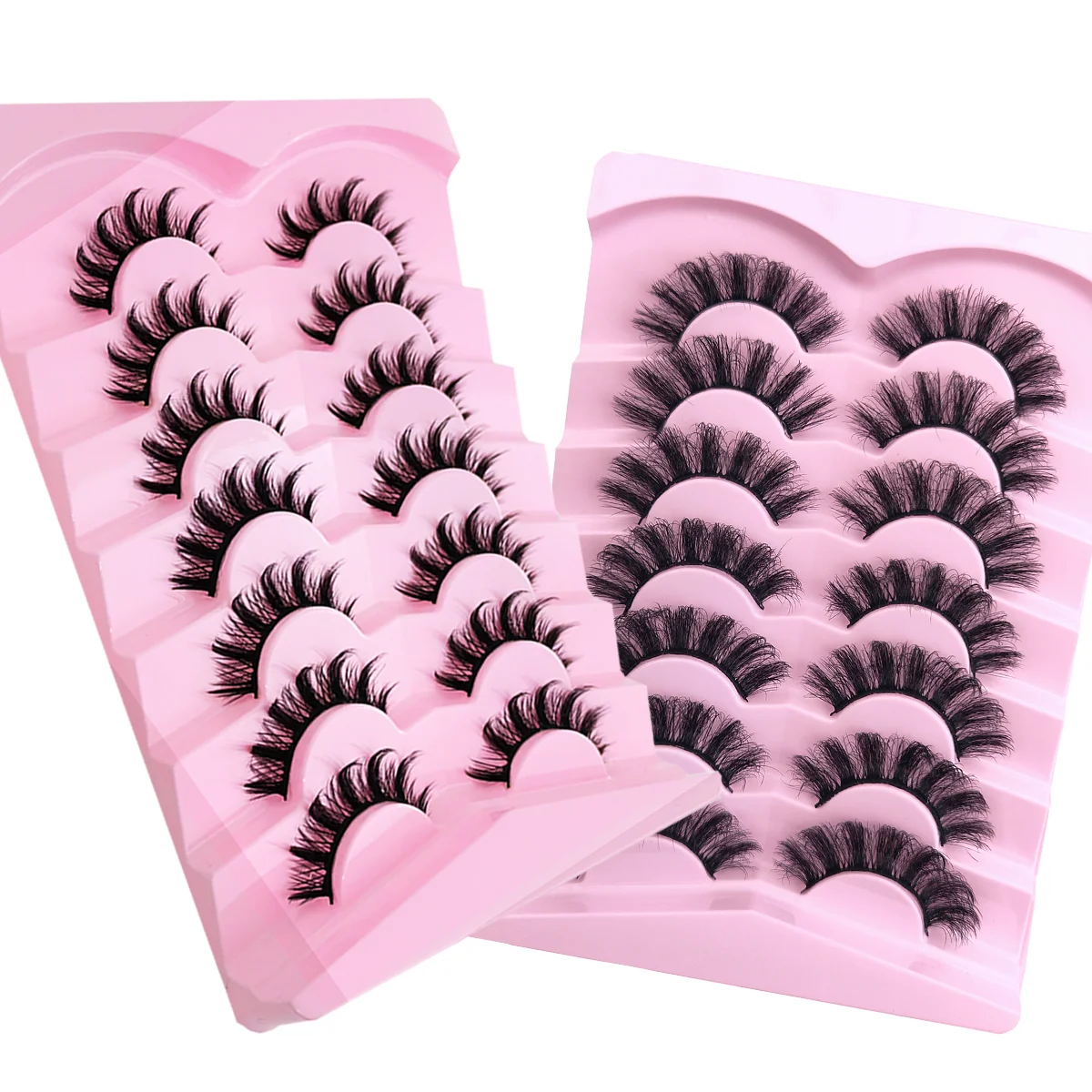 14쌍 2박스 D 컬 인조 속눈썹, 천연 속눈썹, 폭발 줄무늬 D 컬 속눈썹, 확장 스트립 속눈썹