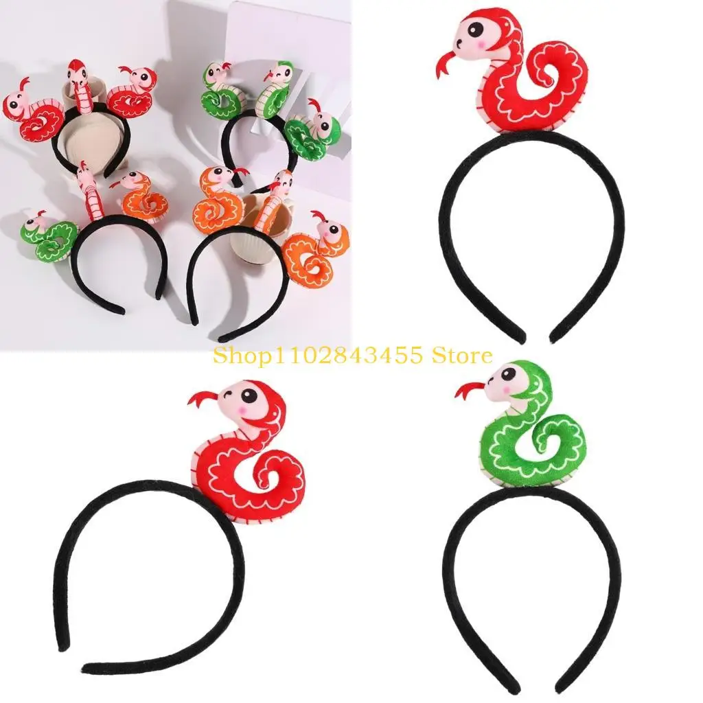 

49MC Китайский Новый год плюшевый обруч для волос в виде змеи, головной убор из мягкой ткани для взрослых и детей