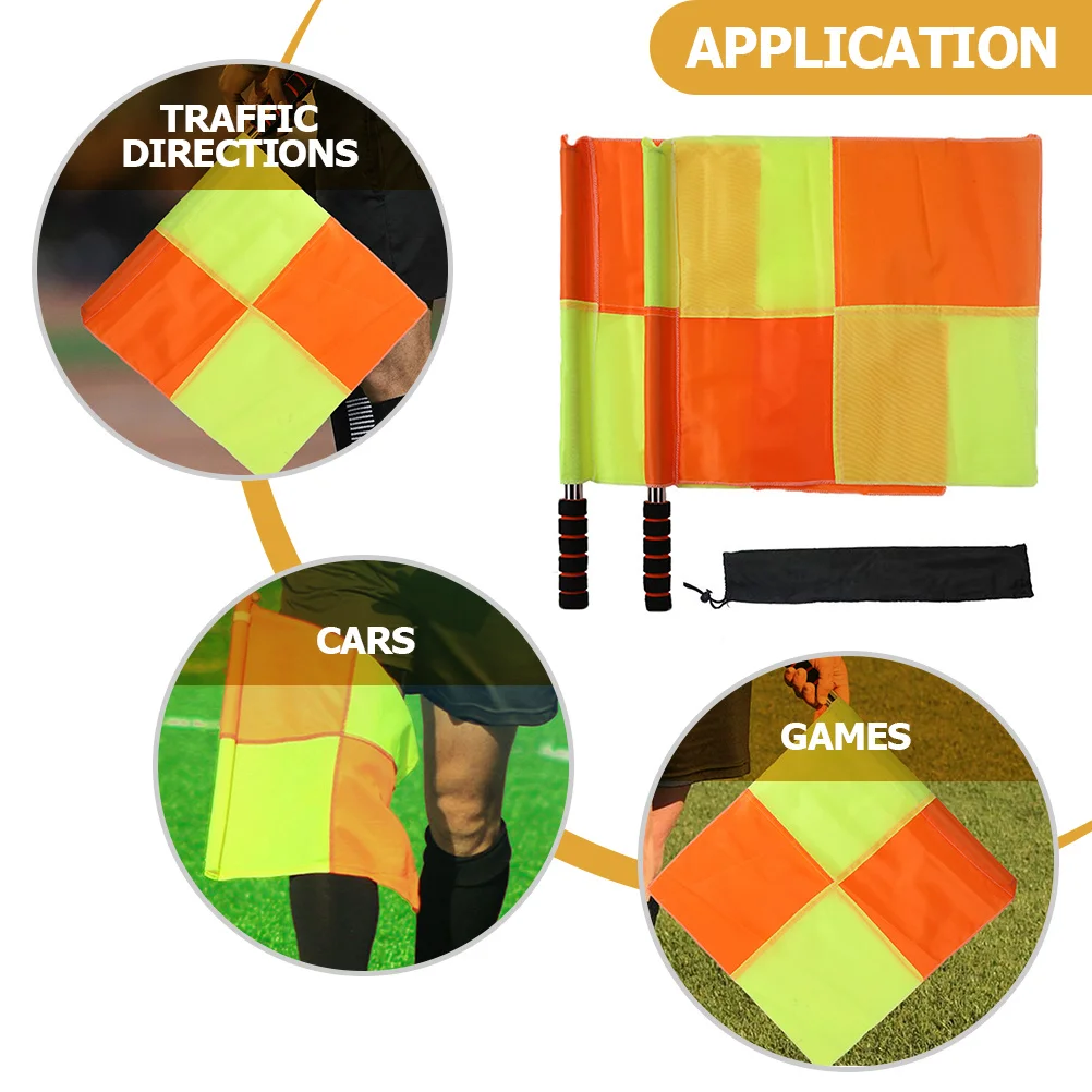 2 قطعة الحكم كرة القدم مقاوم للماء أعلام اليد المتينة للرياضة سباق الأحداث في الهواء الطلق المنافسة إشارة مباراة القاضي يلوحون الأعلام #2