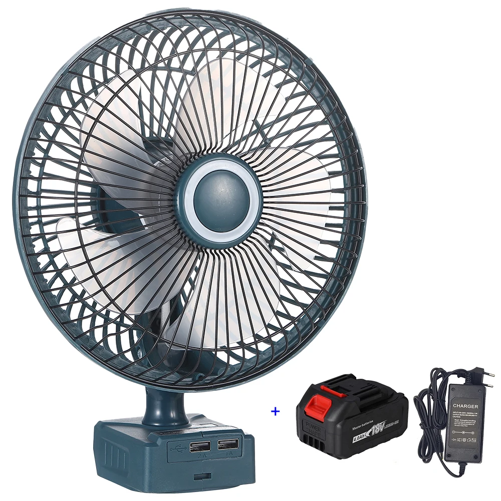 18V Lithium tool battery powered cordless electric fan battery electric fan, three speeds electric fan, adjustable tilt angle