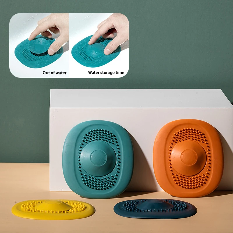 

Sink Anti-Clogging Silicone Floor Drain Cover Bathroom Drain Hair Filter Multifunctional Press Type Sewer Deodorant Filter