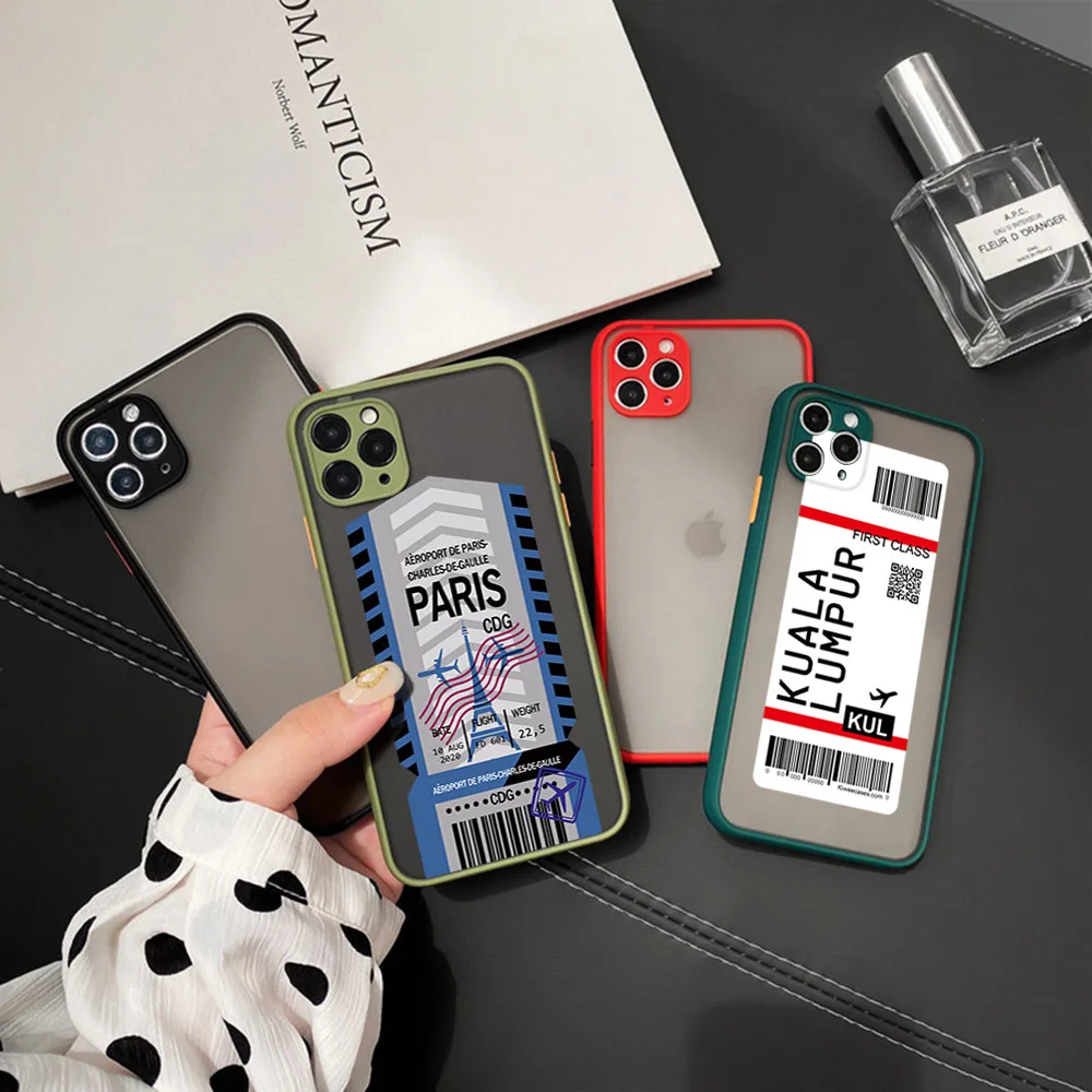 Чехол для телефона iphone 16 15 14 Pro Max 7 8 Plus 11 12 13 XR XS NEWYORK Россия-LUMPUR Этикетка для дорожного билета Матовый полупрозрачный чехол