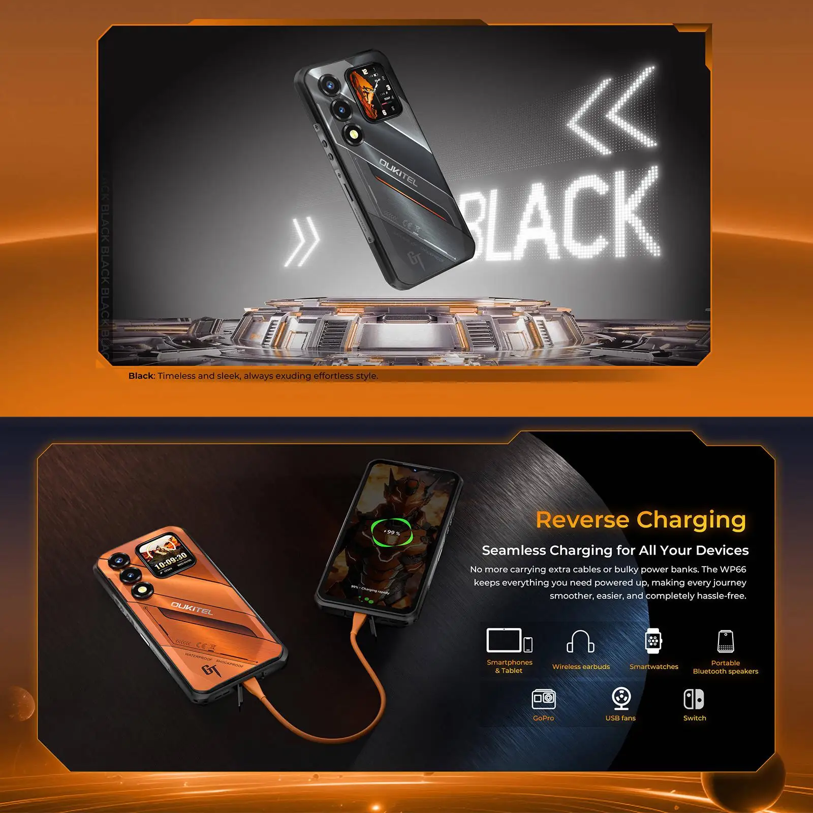 Oukitel WP66 Rugged Phone 12GB+512GB 6.6'' Android 16 Dimensity 7025 108MP Camera 33W NFC 5G Smartphone