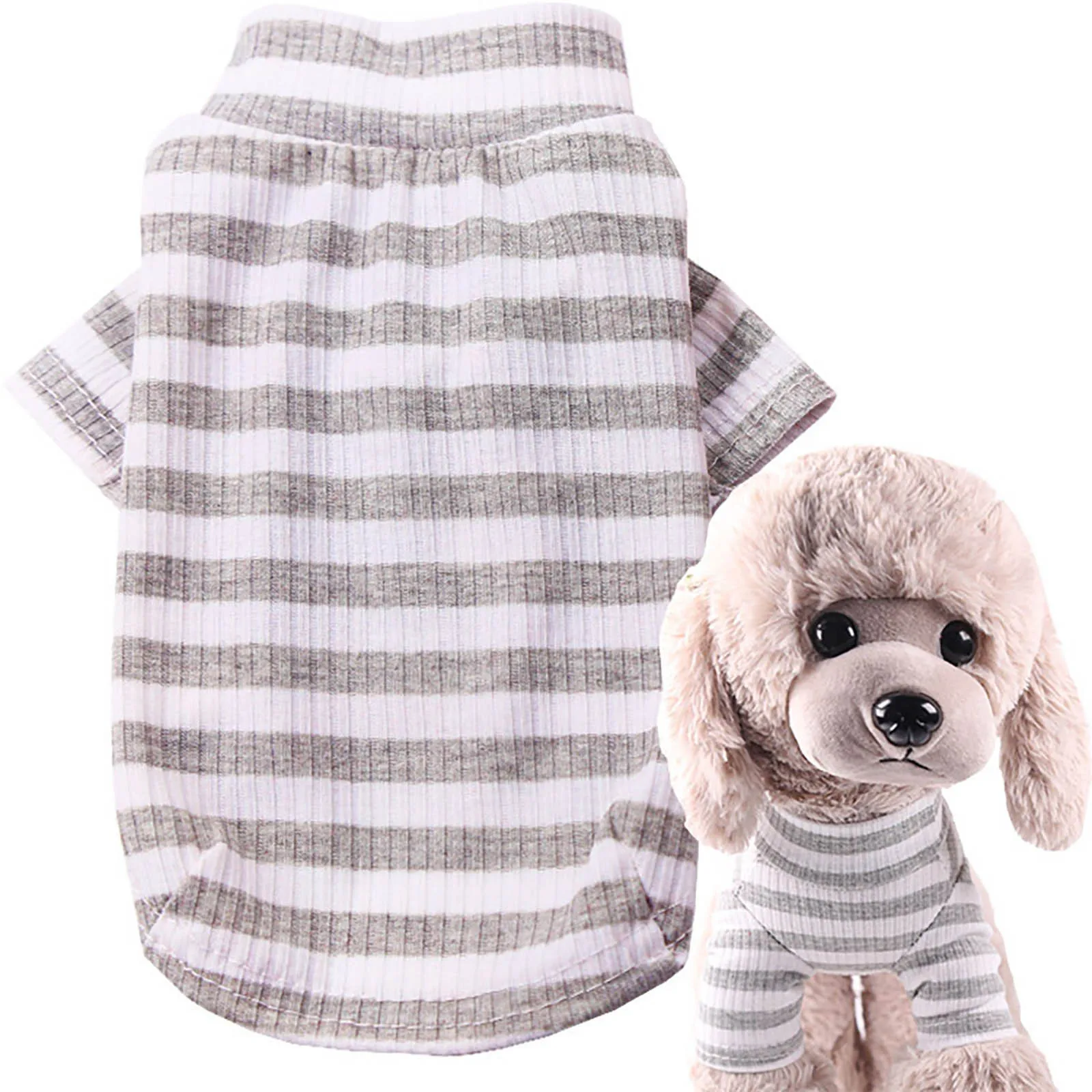 Pet Winter Stripe Color Bottoming Dog Costumes Pet Dog Cat Clothes Vest Shirt Pet Clothes